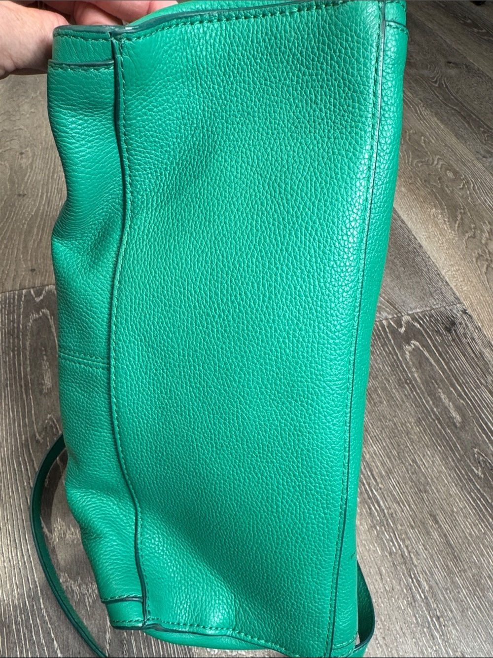 Vince Camuto Kylie Satchel Teal Green Pebbled Leather with Detachable Strap - Picture 9 of 13